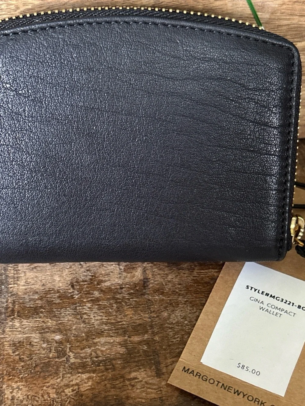 Margot New York Black Leather Compact Wallet